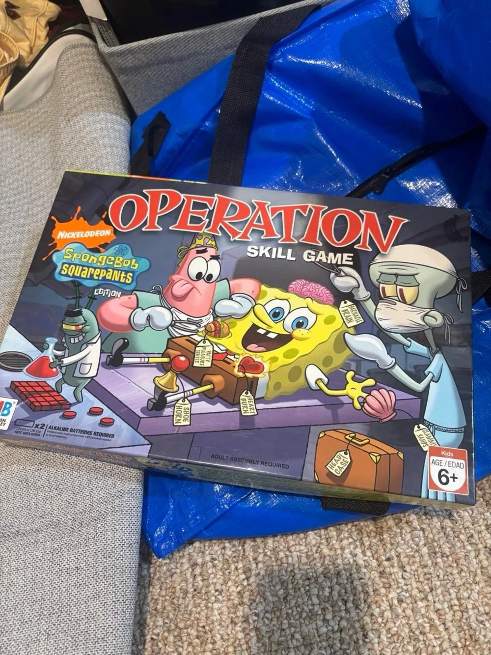 Hasbro SpongeBob Operation Skill Game - Blue and Yellow Box Art